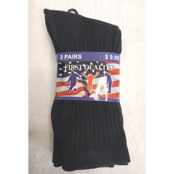 Men's Cotton Athletic Black Sports First Quality Tube Socks Size 9-11 NEW - Picture 2 of 6